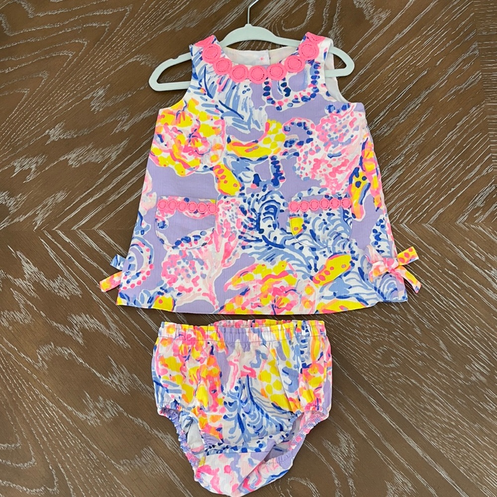 BNWOT Lilly shift and bloomer set, 12-18m